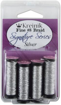 Набор ниток Kreinik "Fine", цвет: серебристый, №8, 4 шт