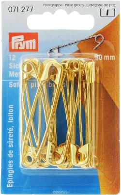 Булавки английские "Prym", цвет: золотистый, длина 5 см, 12 шт