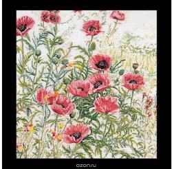 Набор для вышивания крестом Thea Gouverneur "Розовый Мак", 45 х 47 см. 2061A