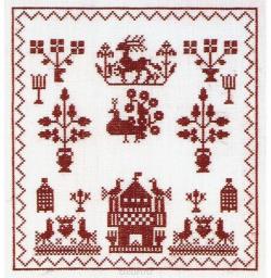 Набор для вышивания крестом Thea Gouverneur "Сэмплер 1767", 21 х 22,5 см. 2068A
