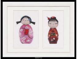 Набор для вышивания крестом Thea Gouverneur "Куклы Kokeshi", 16 х 22 см. 547