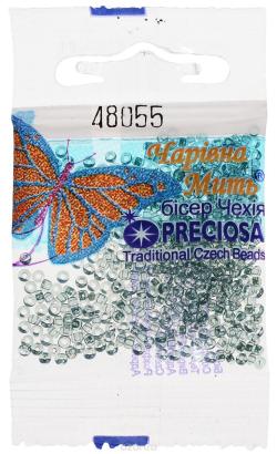 Бисер "Preciosa", прозрачный, глянцевый, цвет светло-голубой (48055), 10/0, 5 г