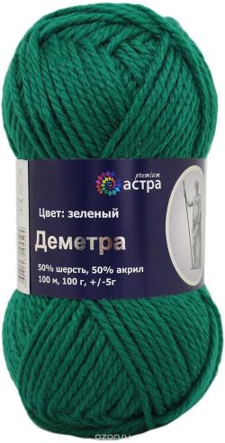 Пряжа для вязания Астра "Деметра", цвет: зеленый (09), 100 м, 100 г, 5 шт