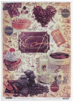 Рисовая бумага для декупажа Craft Premier "Кофе с шоколадом", 28,2 см х 38,4 см