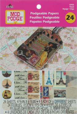 Карты для декупажа Plaid "Mod Podge. Путешествия", 11,7 х 17,5 см, 24 листа