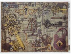 Рисовая бумага для декупажа Craft Premier "Винтажные ключи", 28,2 х 38,4 см