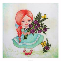 Набор для вышивания лентами Woman-Hobby "Серия Девочки №2", 13,5 х 13,5 см