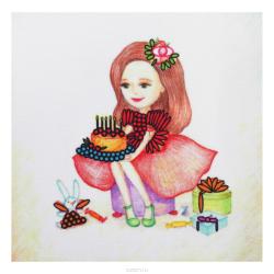 Набор для вышивания лентами Woman-Hobby "Серия Девочки №3", 13,5 х 13,5 см