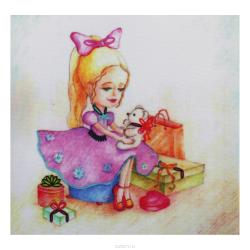 Набор для вышивания лентами Woman-Hobby "Серия Девочки №4", 13,5 х 13,5 см