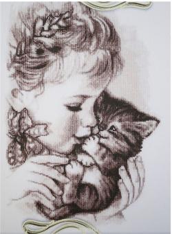 Набор для вышивания крестом Alisena "Любимый котенок", 23 x 34 см