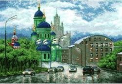 Набор для вышивания крестом Р-Студия " Начало сезона дождей", 32 х 43 см