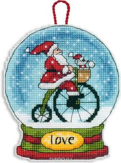 Набор для вышивания крестом Dimensions "Снежный шар и Санта", 9,5 см х 11,4 см