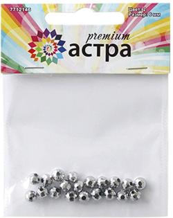 Бусины Астра "Premium", цвет: серебристый (2), 6 мм х 6 мм, 20 шт. 7712146