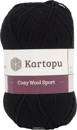 Пряжа для вязания Kartopu "Cozy Wool Sport", цвет: черный (К940), 280 м, 100 г, 5 шт