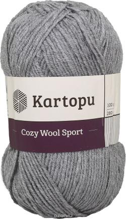Пряжа для вязания Kartopu "Cozy Wool Sport", цвет: серый (К1001), 280 м, 100 г, 5 шт