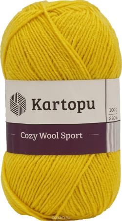 Пряжа для вязания Kartopu "Cozy Wool Sport", цвет: желтый (K1321), 280 м, 100 г, 5 шт