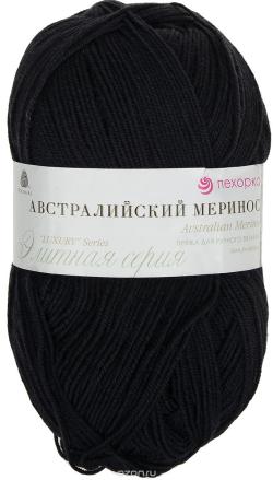 Пряжа для вязания Пехорка "Австралийский меринос", цвет: черный (02), 400 м, 100 г, 5 шт