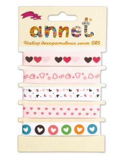 Тесьма декоративная "Annet" Набор лент GRS 12 мм 5 х 5 цв 018 "мелодия для сердца"