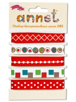 Тесьма декоративная "Annet" Набор лент GRS 12 мм 5 х 5 цв 002 "ягодный десерт"