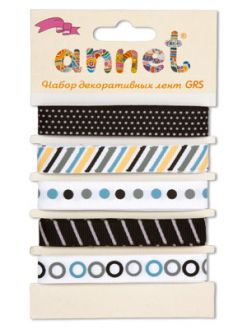 Тесьма декоративная "Annet" Набор лент GRS 12 мм 5 х 5 цв 008 "звездная ночь"